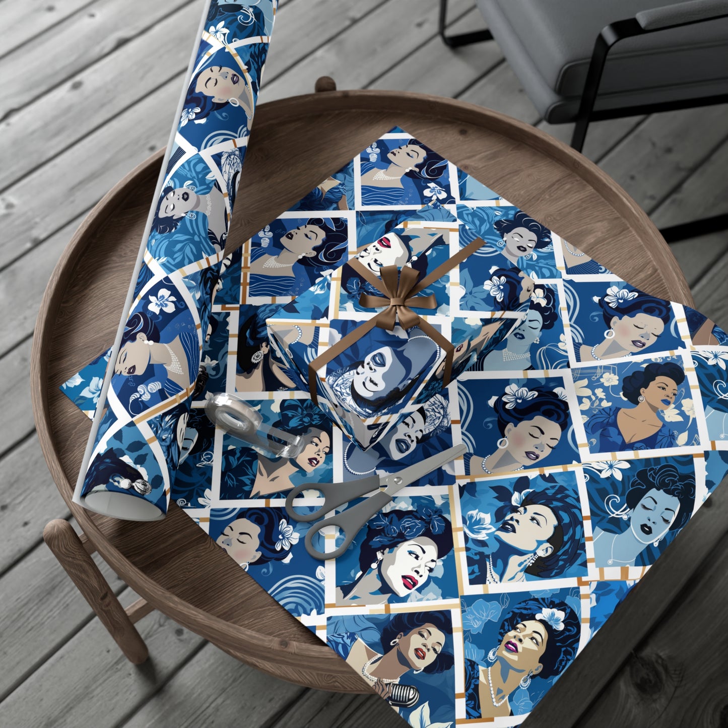 Ladies Sing The Blues: Vintage Gift Wrapping Paper