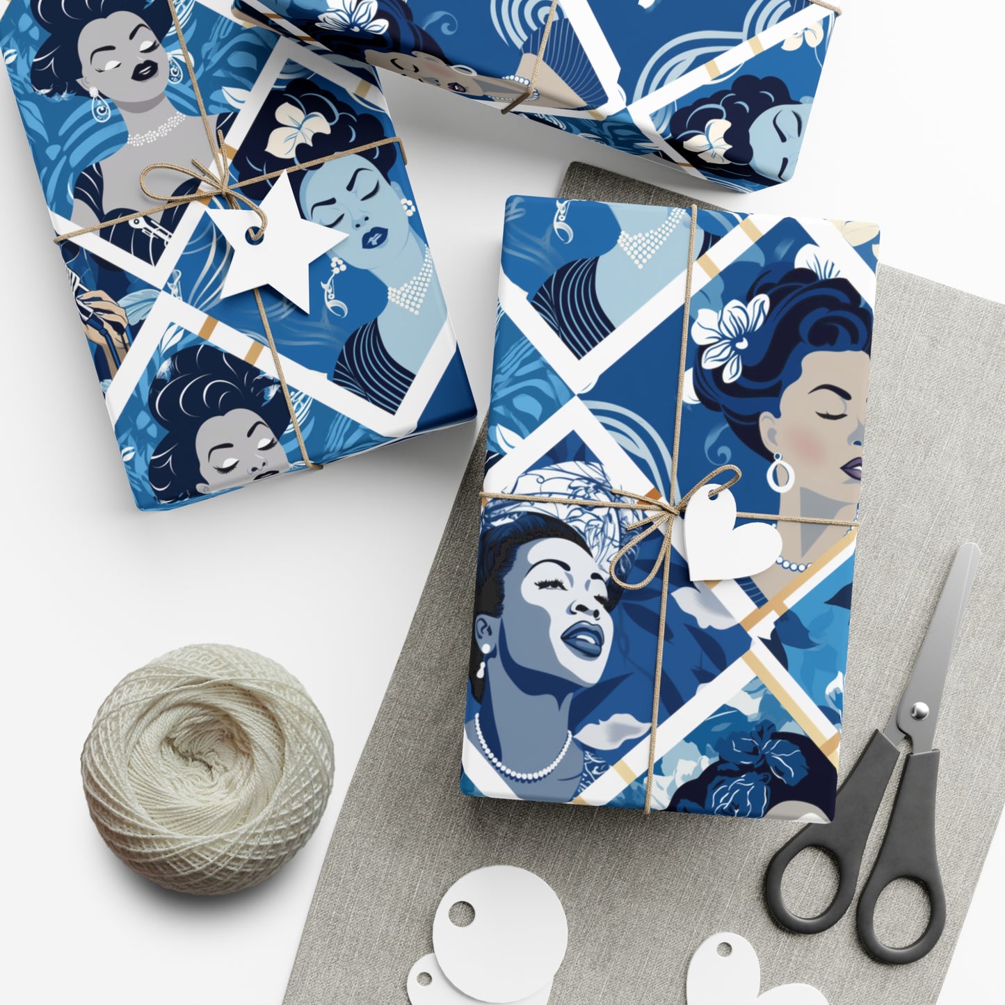 Ladies Sing The Blues: Vintage Gift Wrapping Paper